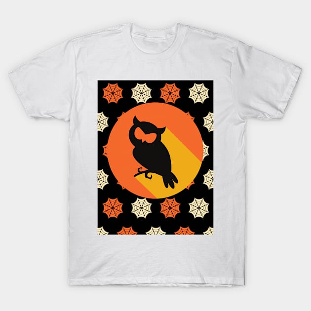 Owl Orange Moon T-Shirt by Kiyiya Designs